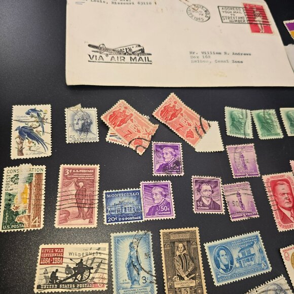 Vintage US Postage Stamp Collection Air Mail Envelopes Historical Lot LI3039 - Picture 2 of 10